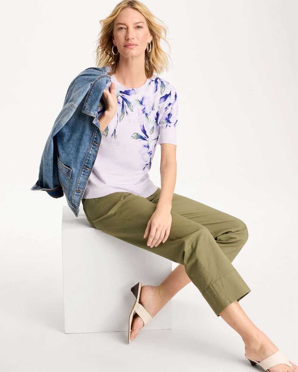 Chico's Hot Sale - Ella Short-Sleeve Orchid Sweater Orchid Mist
