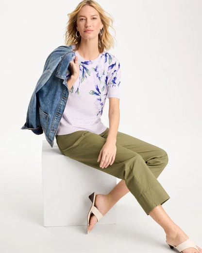 Chico's Hot Sale - Ella Short-Sleeve Orchid Sweater Orchid Mist