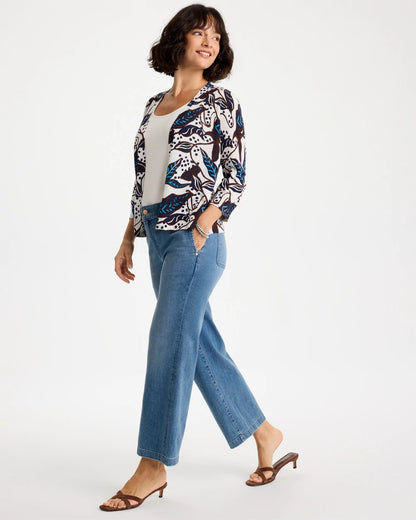 Chico's Great Value - Printed Summer Romance Cardigan Deep Brown