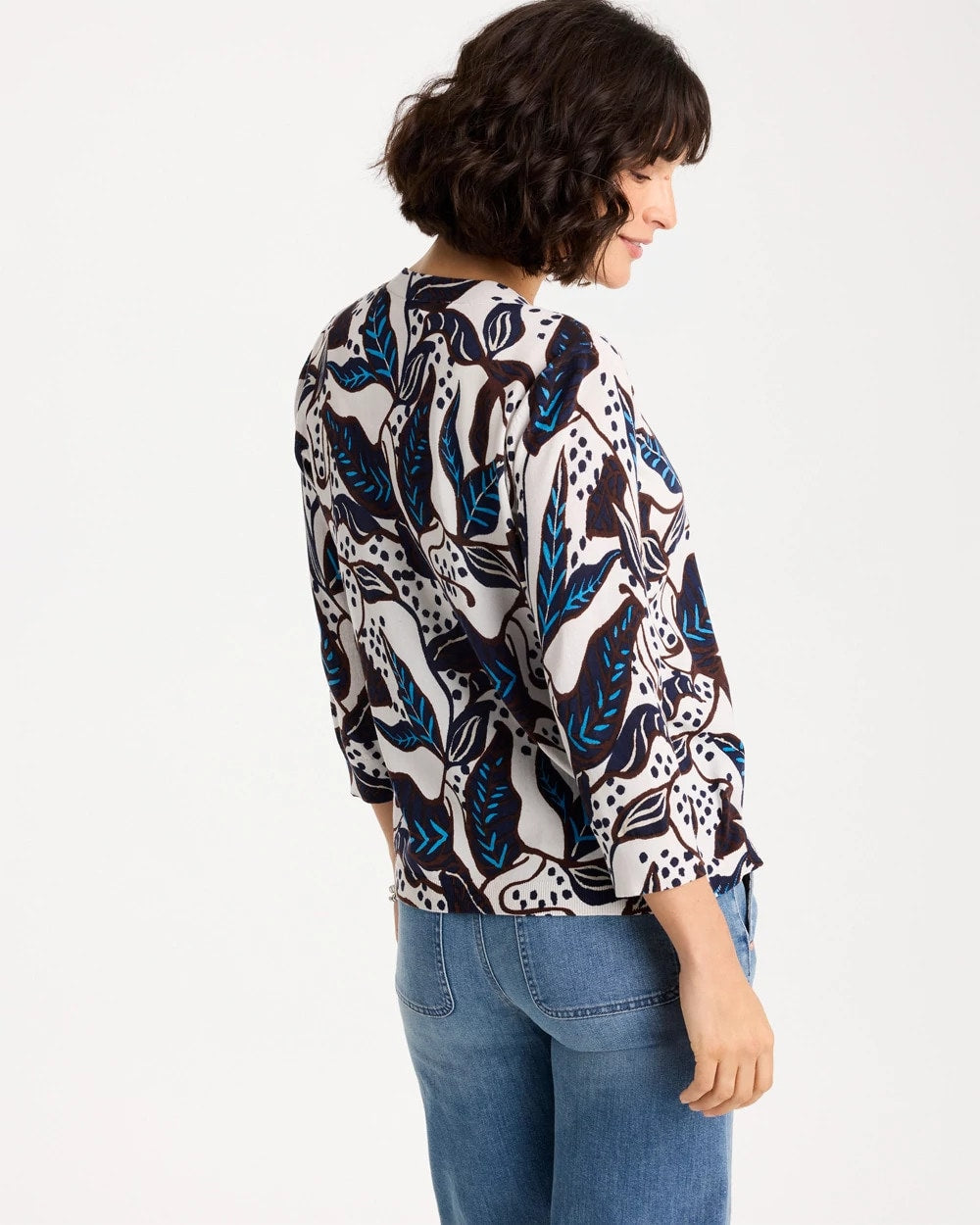 Chico's Great Value - Printed Summer Romance Cardigan Deep Brown