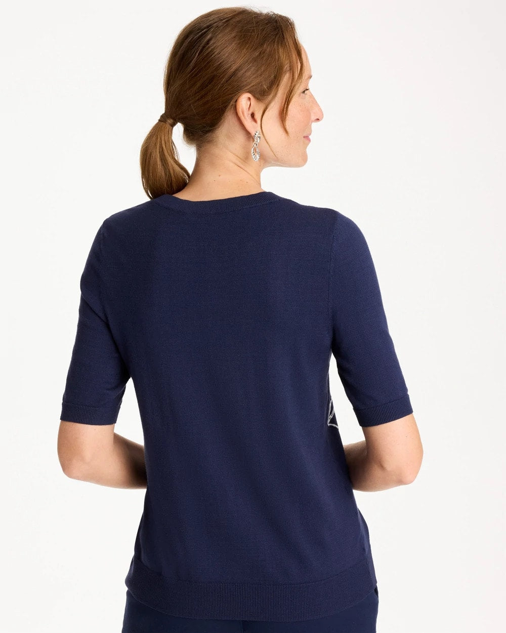 Chico's Hot Sale - Ella Short-Sleeve Floral Sweater Passport Blue