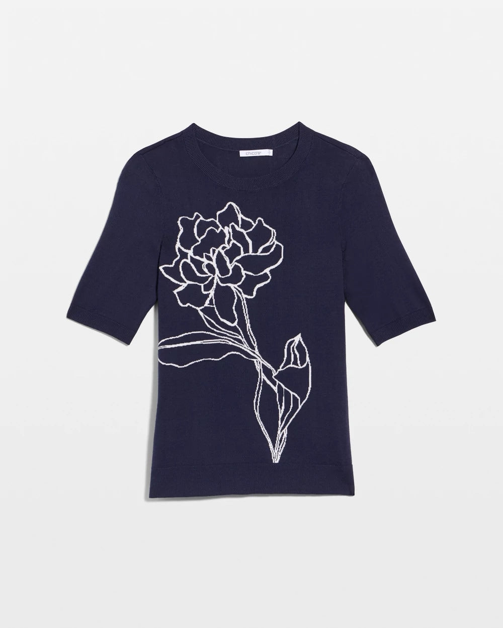 Chico's Hot Sale - Ella Short-Sleeve Floral Sweater Passport Blue