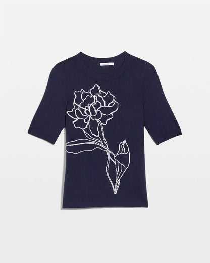 Chico's Hot Sale - Ella Short-Sleeve Floral Sweater Passport Blue