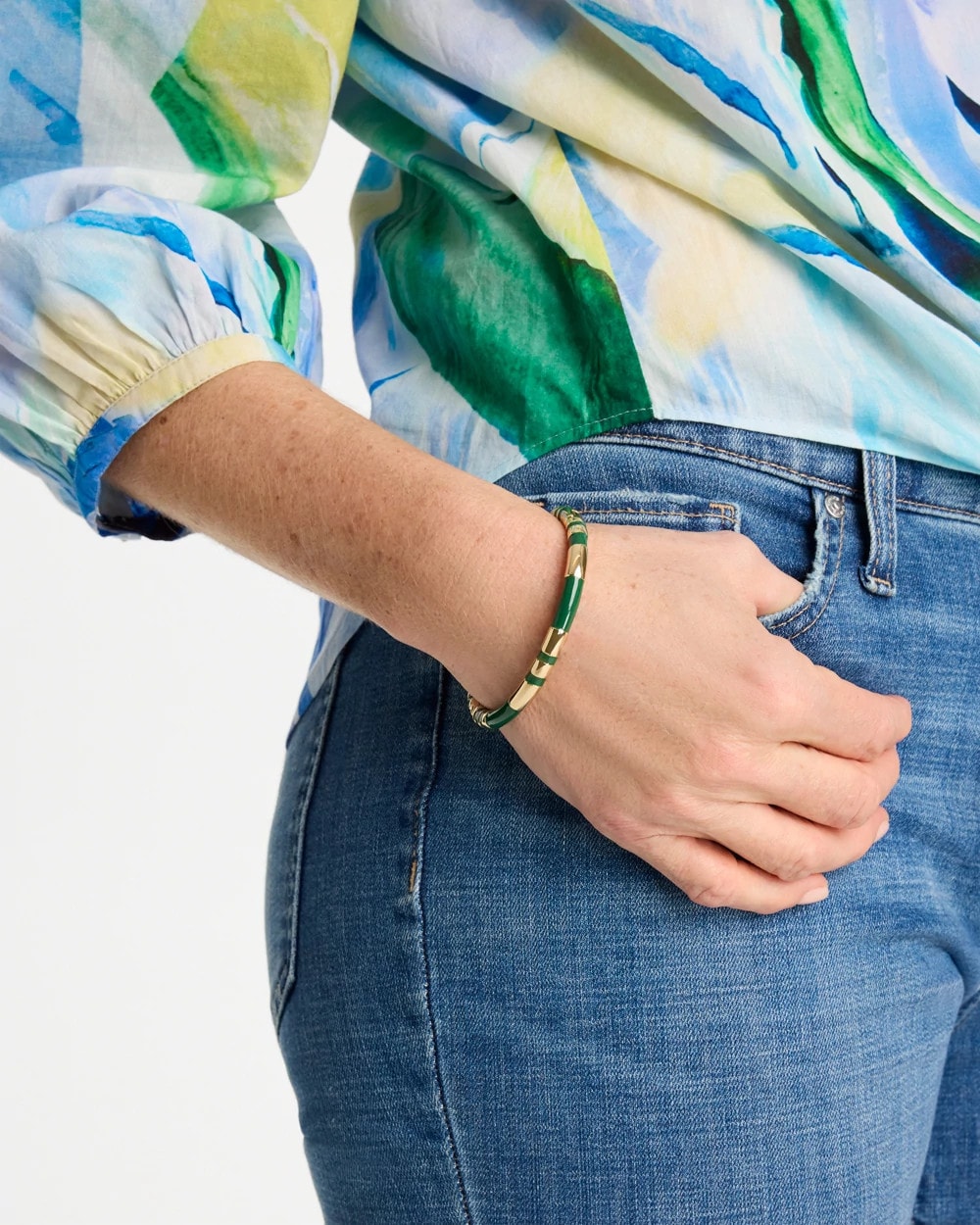 Chico's Best Price - Green Enamel Hinge Bangle Green