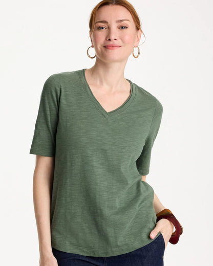 Chico's Discount - Cotton Slub V-Neck Tee Kelp Forest