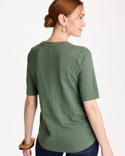 Chico's Discount - Cotton Slub V-Neck Tee Kelp Forest
