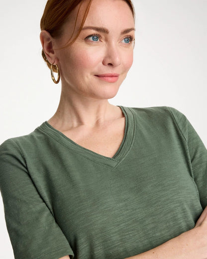 Chico's Discount - Cotton Slub V-Neck Tee Kelp Forest