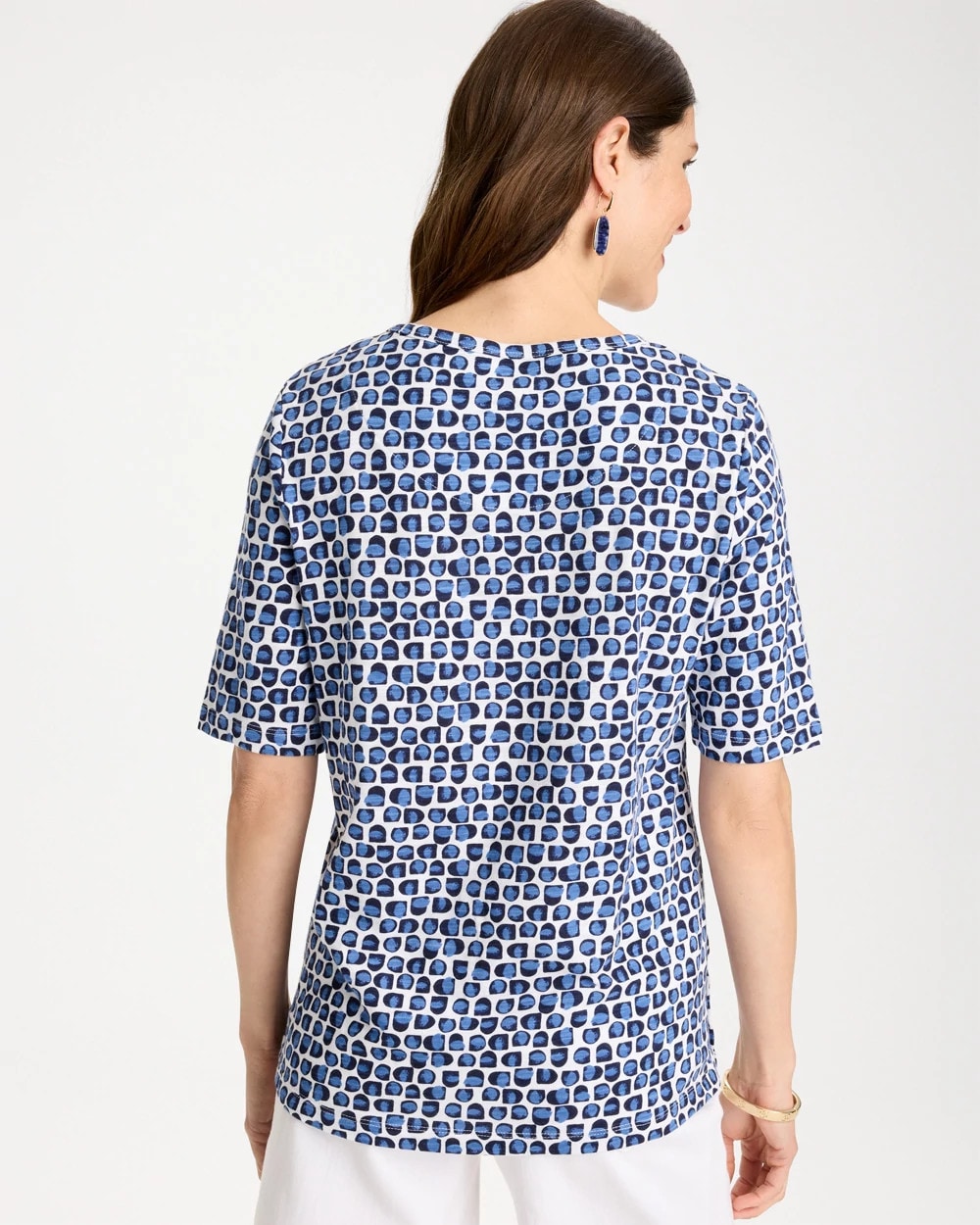 Chico's Exclusive - Cotton Slub Printed Tee Passport Blue