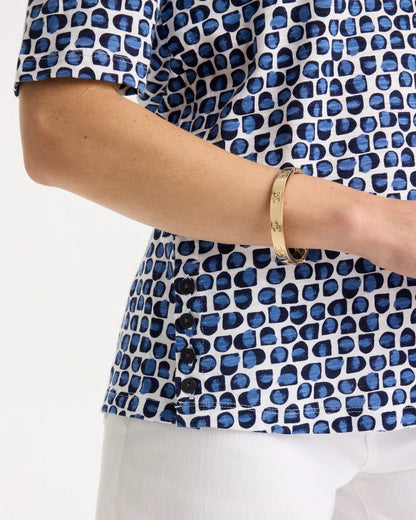 Chico's Exclusive - Cotton Slub Printed Tee Passport Blue