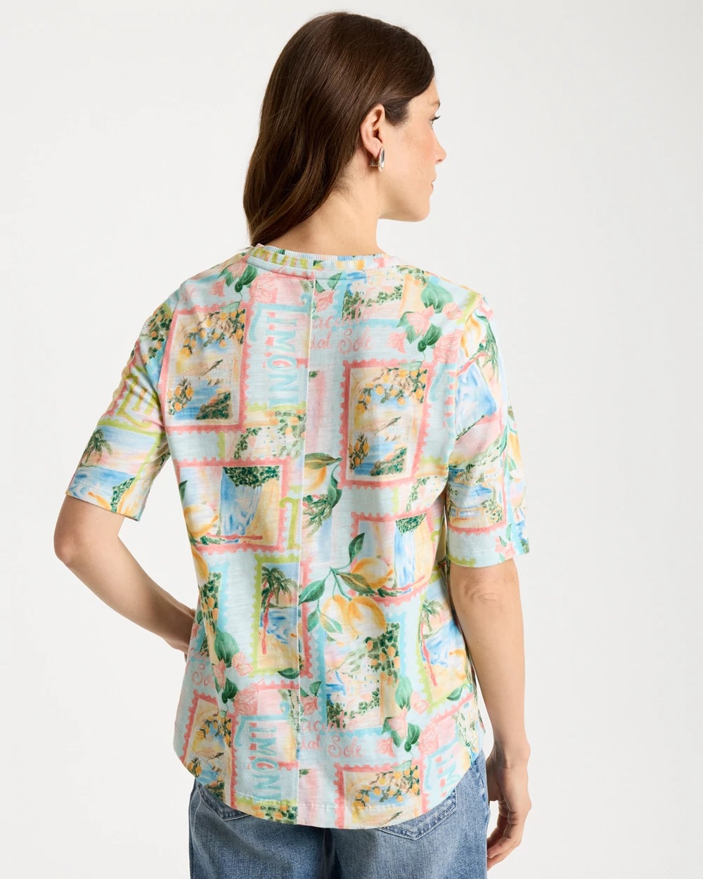 Chico's Top Pick - Limoni Dolci Cotton Slub V-Neck Tee Bondi Blue