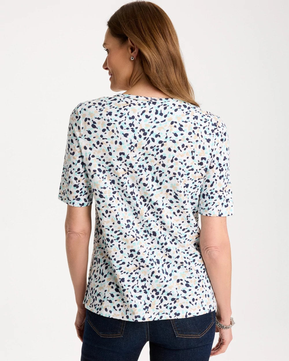 Chico's Premium - Cotton Slub Printed Tee Bondi Blue