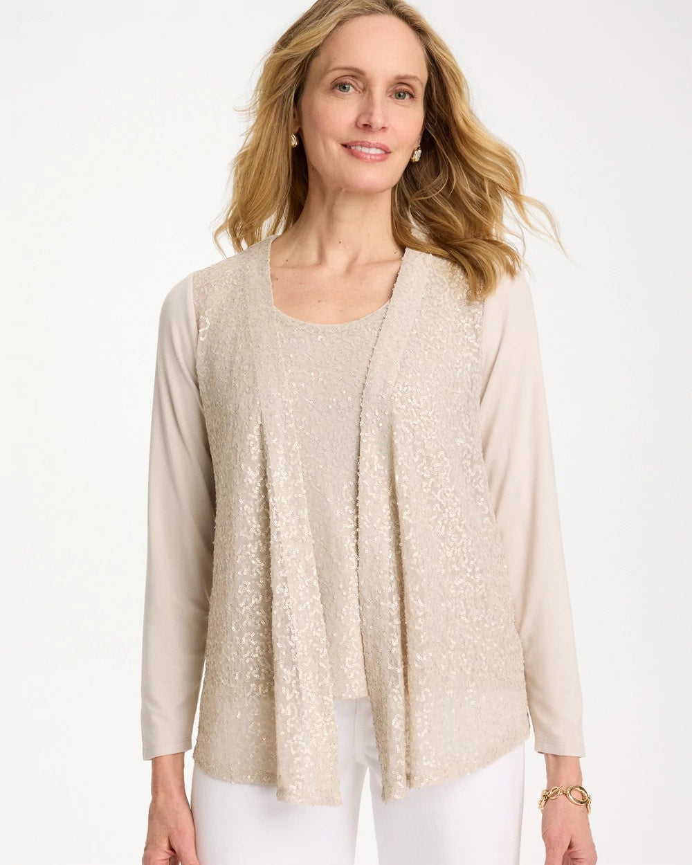 Chico's Trending - Knit Sequin Cardigan Smokey Taupe