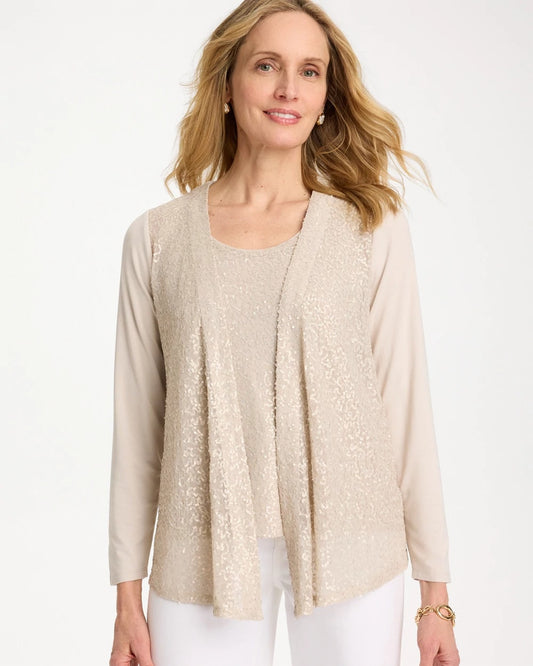 Chico's Trending - Knit Sequin Cardigan Smokey Taupe