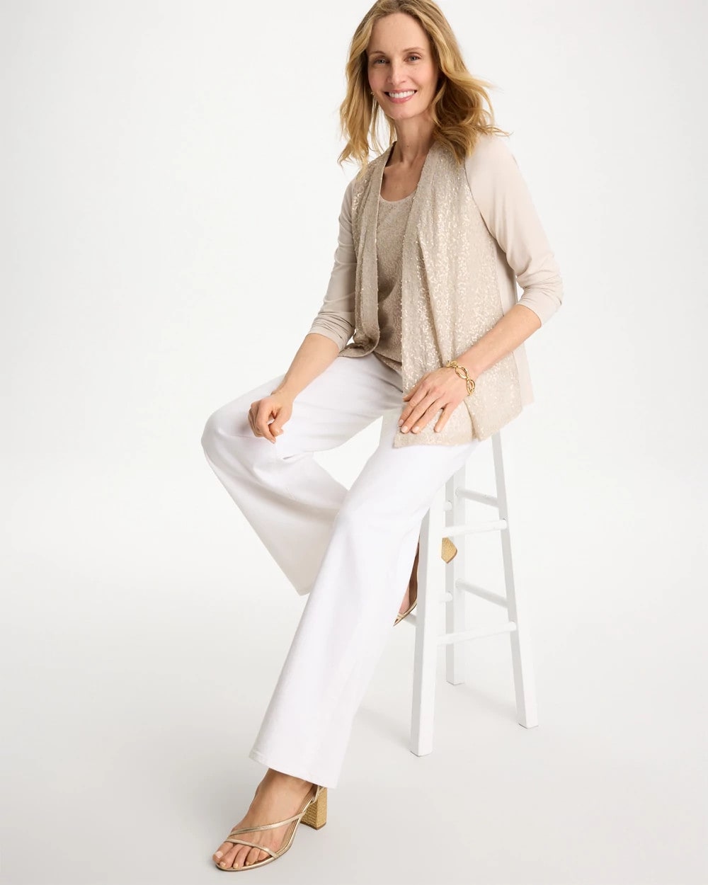 Chico's Trending - Knit Sequin Cardigan Smokey Taupe