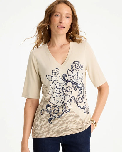 Chico's Best Price - Knit Sequin Elbow Tee Topaz Smoke