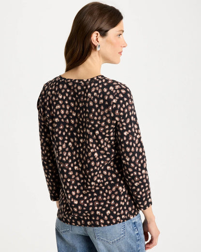 Chico's Classic - Cotton Stretch 3/4 Sleeve Polka Dot Tee Black