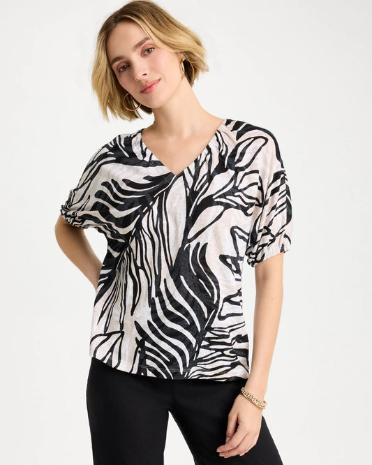 Chico's Best Price - Linen Ruched Palm Tee Smokey Taupe