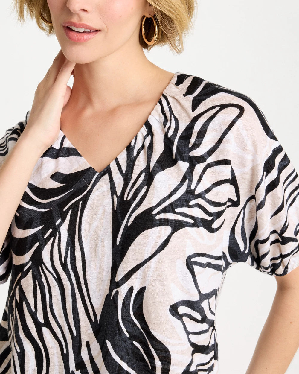 Chico's Best Price - Linen Ruched Palm Tee Smokey Taupe