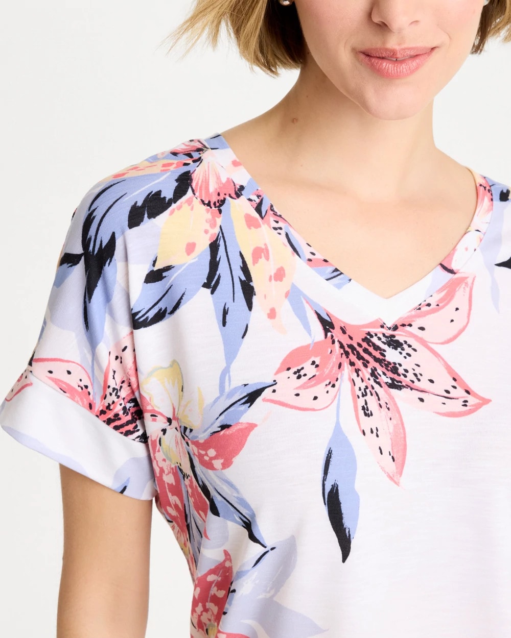Chico's Premium - Zenergy® Lily Drop Shoulder Tee Calypso Coral