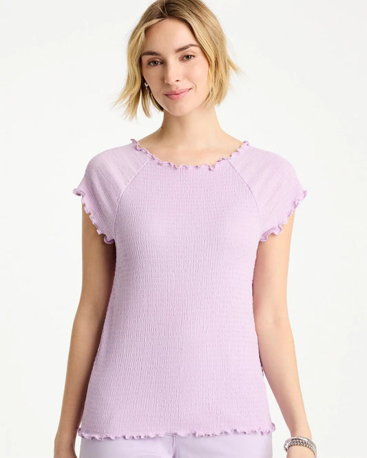 Chico's Featured - Textured Knit Lettuce Raglan Tee Orchid Mist