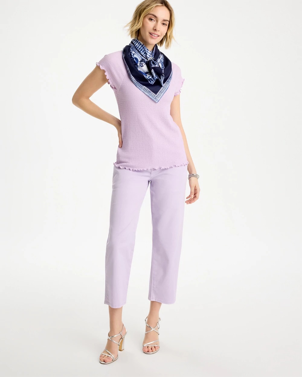 Chico's Featured - Textured Knit Lettuce Raglan Tee Orchid Mist