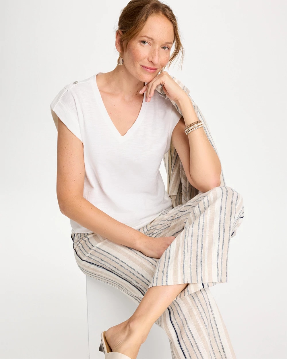 Chico's Great Value - Cotton Slub Epaulette Tee Alabaster