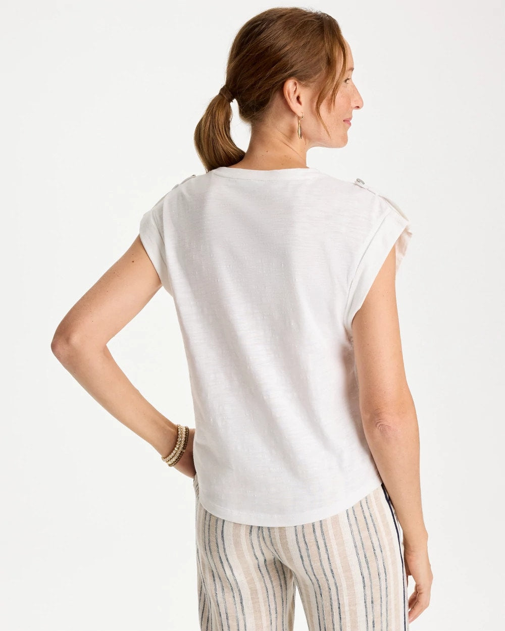 Chico's Great Value - Cotton Slub Epaulette Tee Alabaster