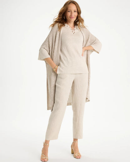 Chico's Sale - Embroidered Linen Tee River Rock