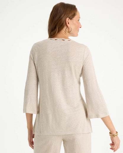 Chico's Sale - Embroidered Linen Tee River Rock