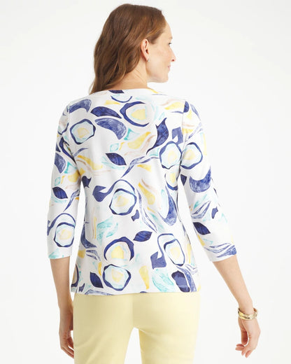 Chico's Trending - Abstract Pima 3/4 Sleeve Tee Passport Blue