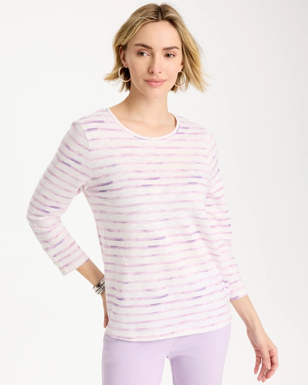 Chico's Signature - Palermo Cotton Slub Tee Pale Sweet Pea