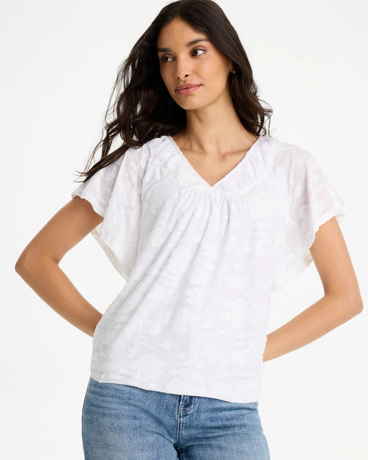 Chico's Trusted - Burnout Floral Tee Alabaster