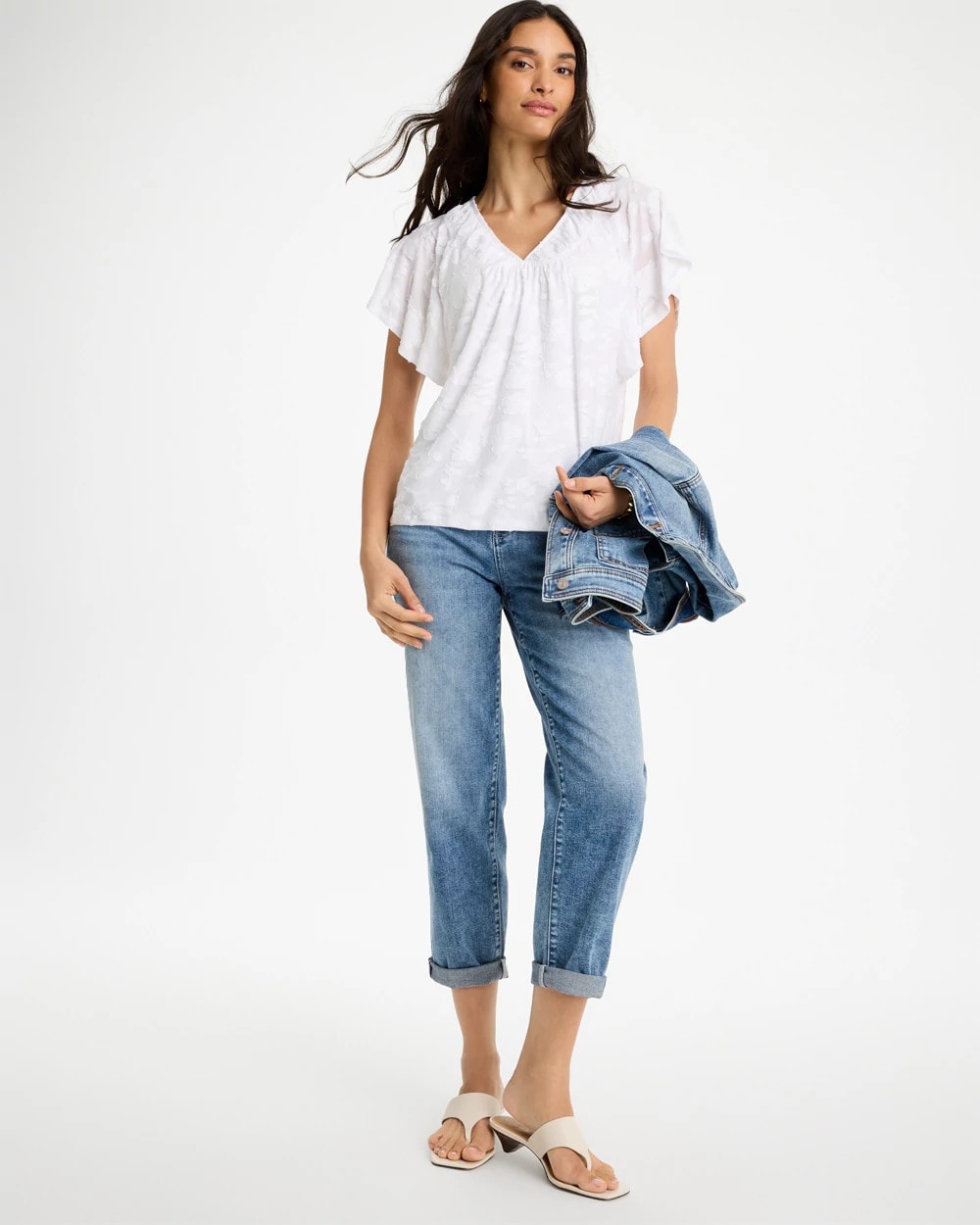 Chico's Trusted - Burnout Floral Tee Alabaster