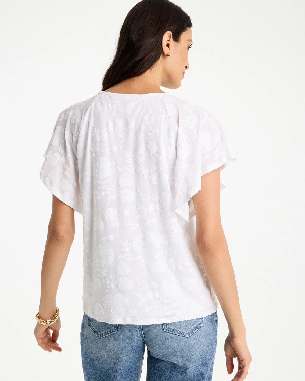 Chico's Trusted - Burnout Floral Tee Alabaster