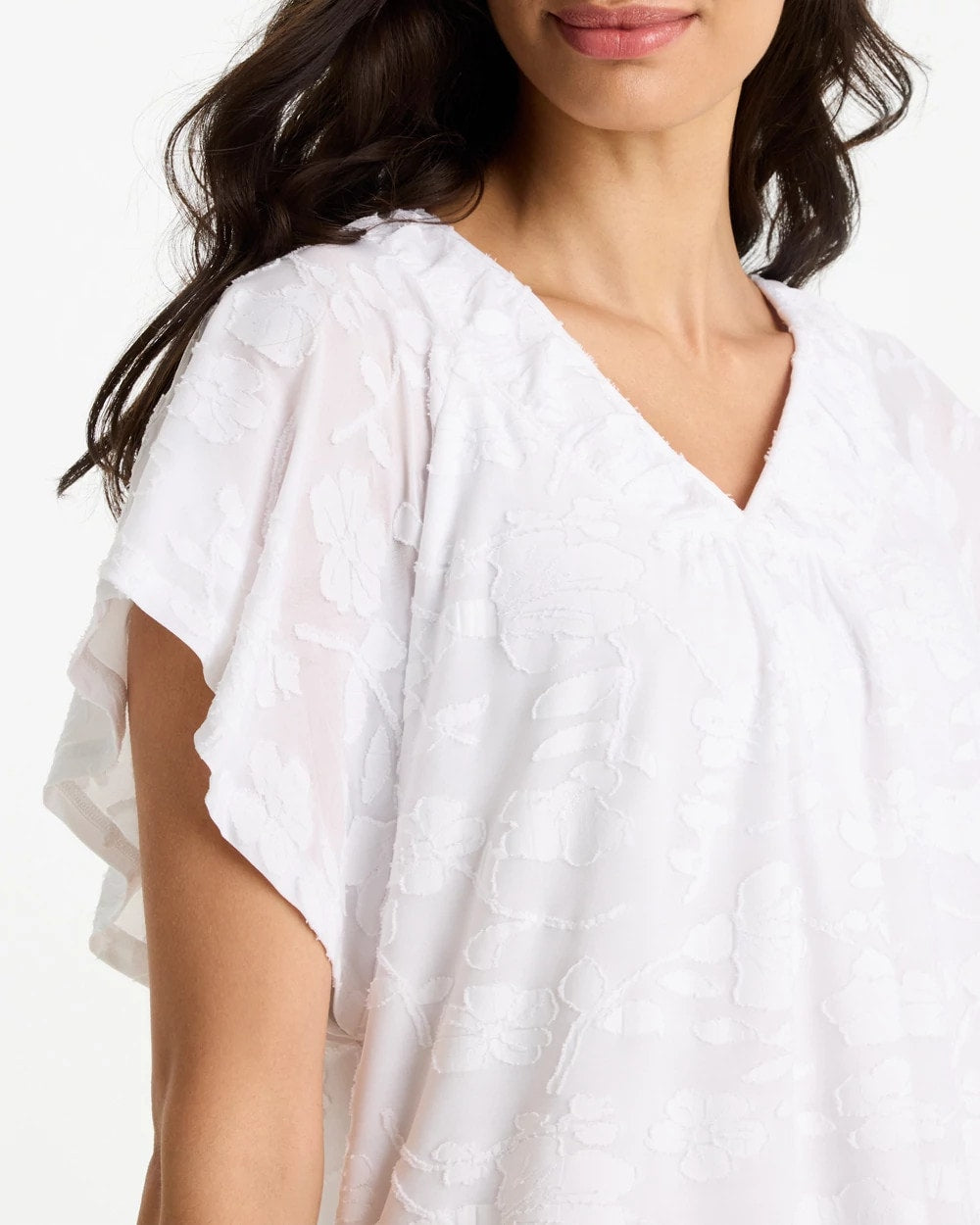 Chico's Trusted - Burnout Floral Tee Alabaster