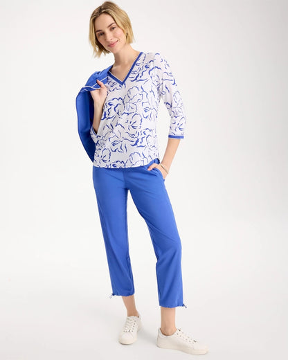 Chico's Quality - Zenergy® Slub Knit Mesh Trim Tee Amparo Blue