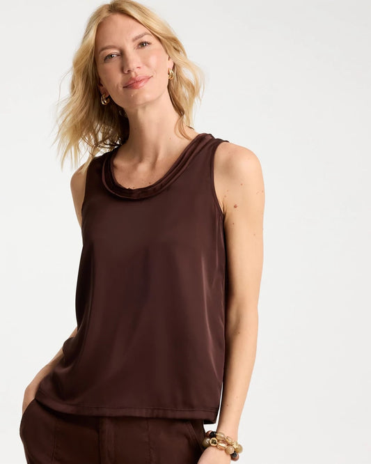 Chico's Featured - Jersey Satin Tank Top Deep Brown