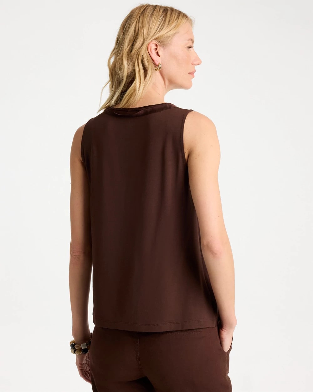 Chico's Featured - Jersey Satin Tank Top Deep Brown