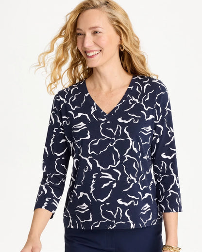 Chico's Sale - Maya Cotton Stretch 3/4 Sleeve Tee Passport Blue
