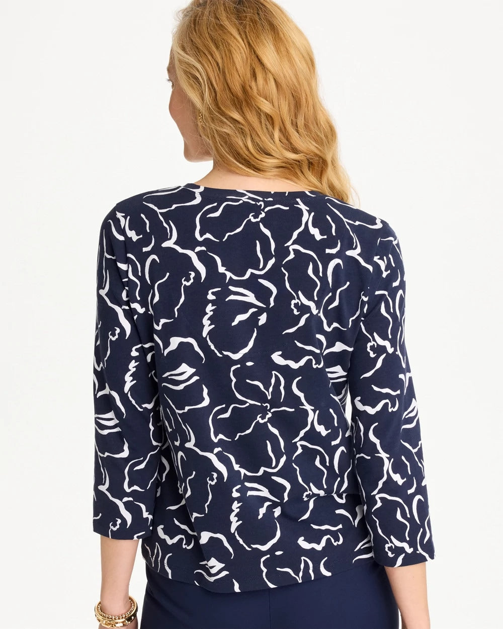Chico's Sale - Maya Cotton Stretch 3/4 Sleeve Tee Passport Blue
