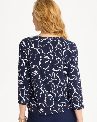 Chico's Sale - Maya Cotton Stretch 3/4 Sleeve Tee Passport Blue