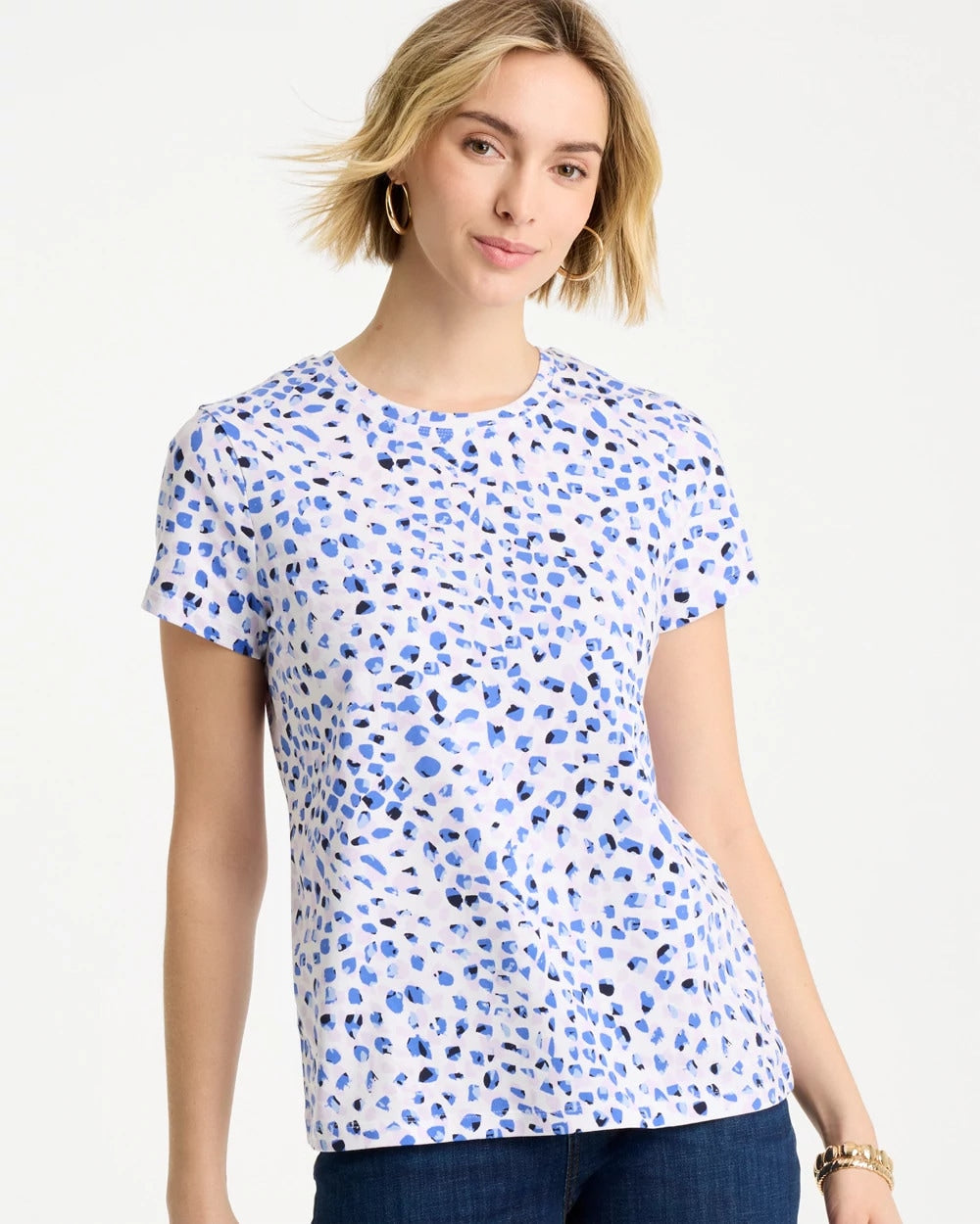 Chico's Great Value - Murano Cotton Stretch Cap Sleeve Tee Amparo Blue