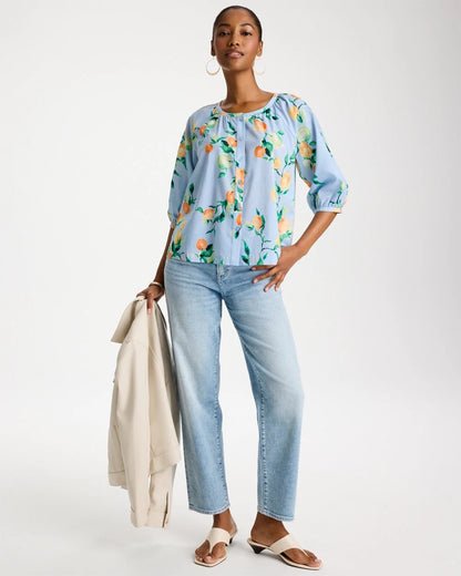 Chico's Value - Cotton Voile Printed Blouse Bondi Blue