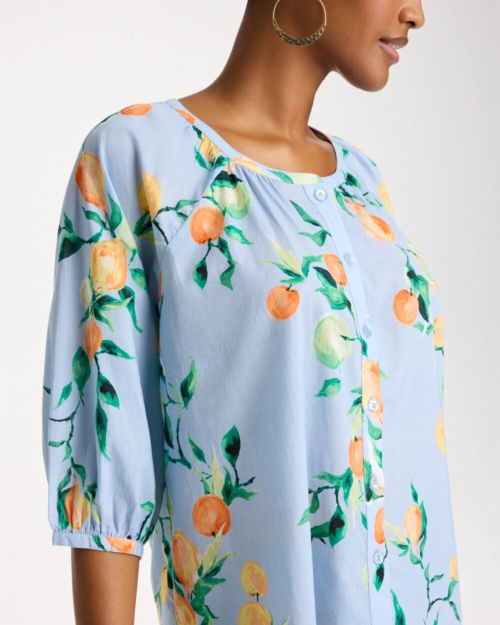 Chico's Value - Cotton Voile Printed Blouse Bondi Blue
