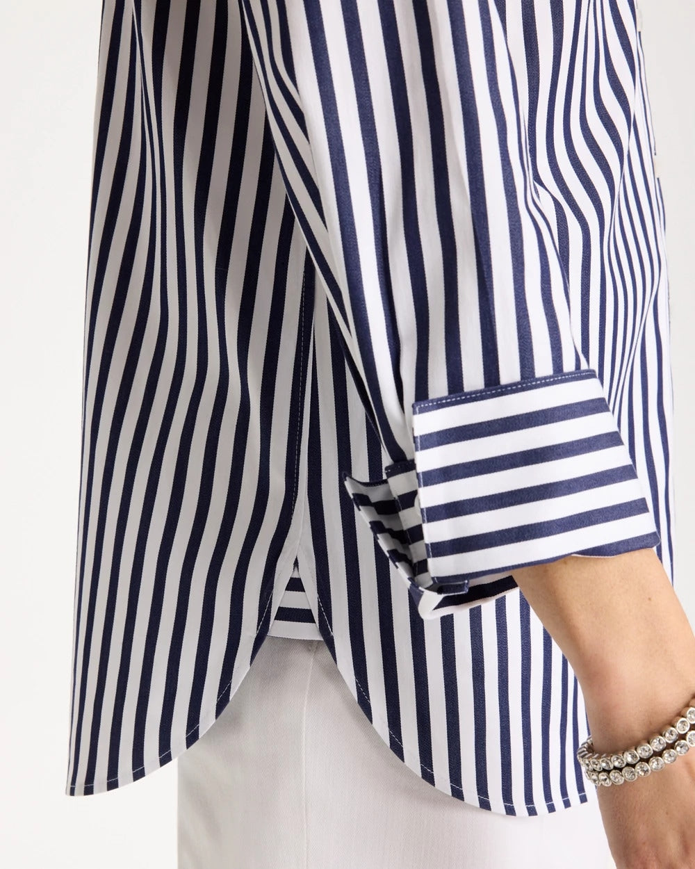 Chico's Classic - No Iron™ Stretch Striped Shirt Passport Blue