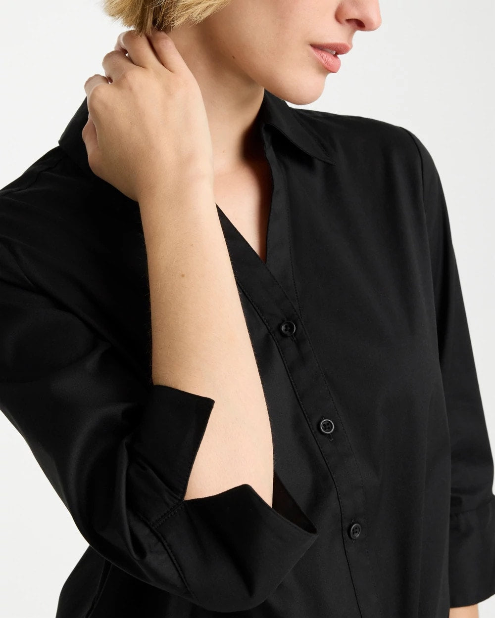 Chico's Best Price - Poplin Cotton Tie-Front Top Black