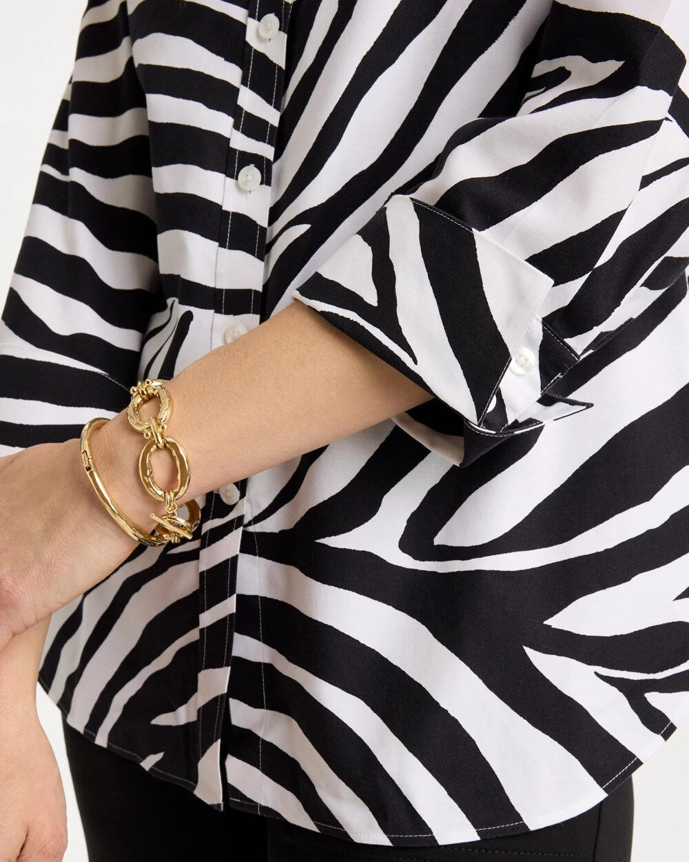 Chico's Latest - No Iron™ Stretch Animal Print Shirt Black