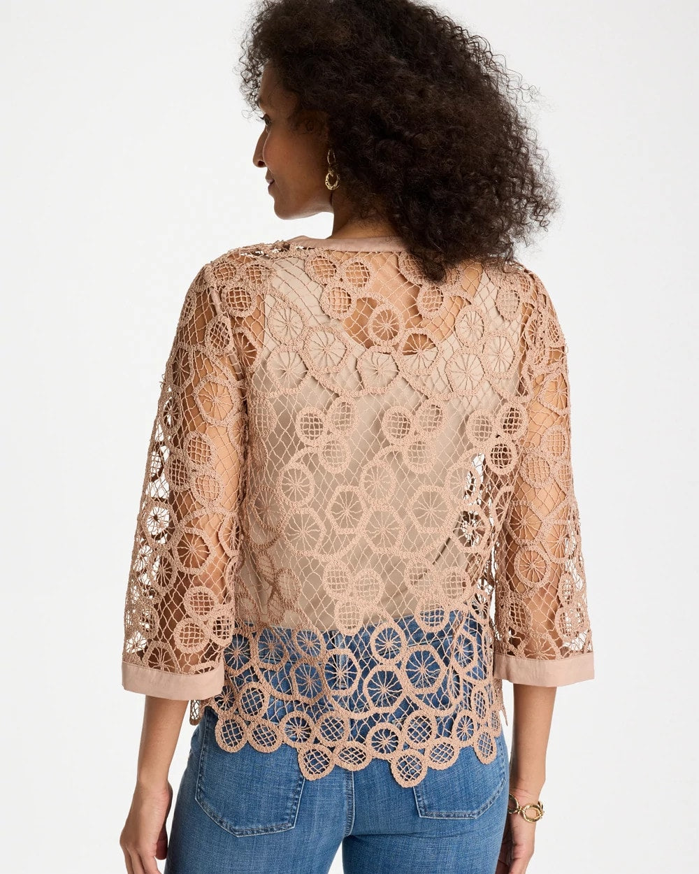 Chico's Value - Mixed-Media Medallion Lace Top Mocha Mousse
