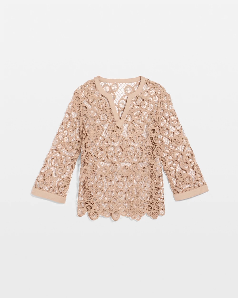 Chico's Value - Mixed-Media Medallion Lace Top Mocha Mousse
