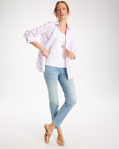 Chico's Exclusive - No Iron™ Stretch Striped Shirt Orchid Mist